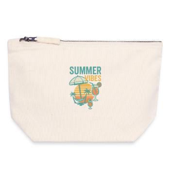 Summery Beach and Drink Motif - Canvas Zip Pouch 18 x 19 cm - nature - Front