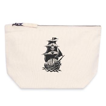 Spukende Piratenschiff-Silhouette - Canvas Reißverschluss-Täschchen (18 x 19 cm) - Naturweiß - Vorne