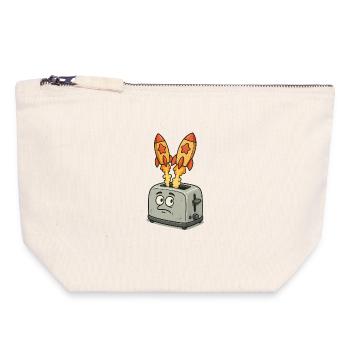 Des fusées spatiales dans le grille-pain - Pochette zippée en toile 18 x 19 cm - blanc naturel - Devant