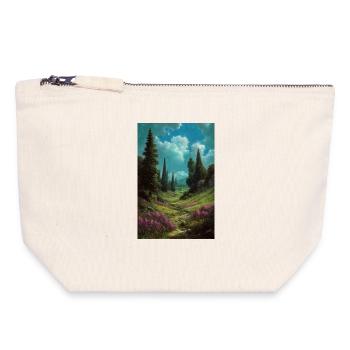 Illustration of a natural landscape - Pochette zippée en toile 18 x 19 cm - blanc naturel - Devant