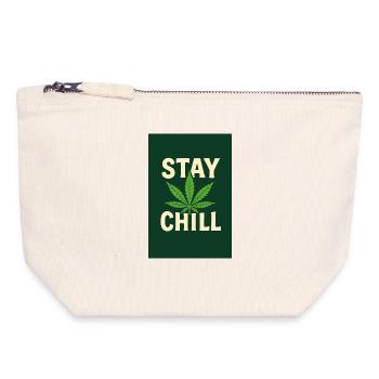 Stay Chill Cannabis Leaf - Canvas Reißverschluss-Täschchen (18 x 19 cm) - Naturweiß - Vorne