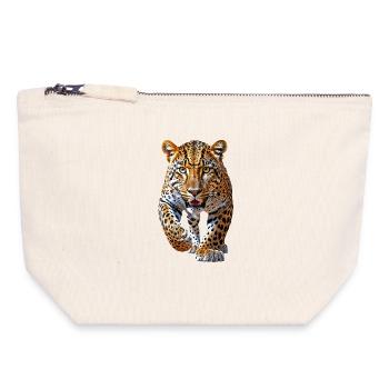 Leopard - Canvas Reißverschluss-Täschchen (18 x 19 cm) - Naturweiß - Vorne