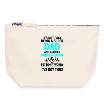 Cœur + Padel – Super Dad Padel Player - Pochette zippée en toile 18 x 19 cm - blanc naturel - Devant