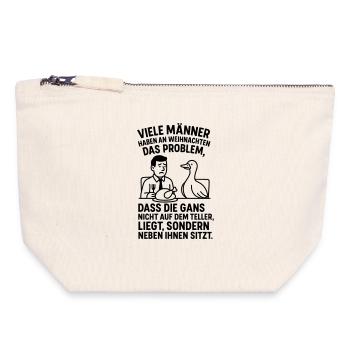 Blague sur les hommes de Noël à l’oie - Pochette zippée en toile 18 x 19 cm - blanc naturel - Devant
