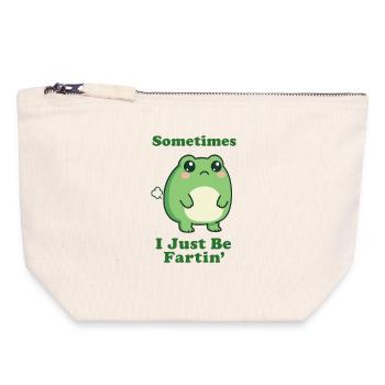 Sometimes I Just Be Fartin' Frog - Canvas Zip Pouch 18 x 19 cm - nature - Front