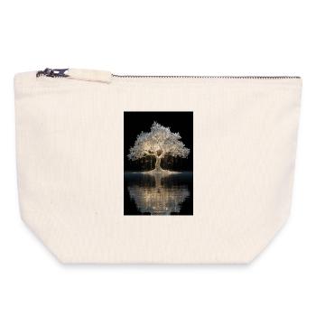 Leuchtender goldener Baum am Wasser - Canvas Reißverschluss-Täschchen (18 x 19 cm) - Naturweiß - Vorne