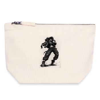 Danseur hip-hop dans le style de gravure vintage - Pochette zippée en toile 18 x 19 cm - blanc naturel - Devant