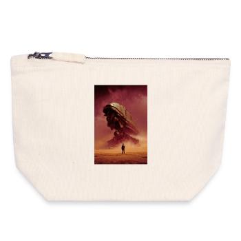 Pilote solitaire face à un mécha du désert - Pochette zippée en toile 18 x 19 cm - blanc naturel - Devant