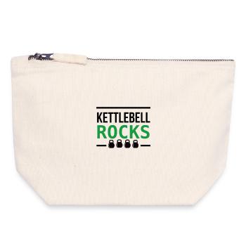 Kettlebell ROCKS 2.0 - Canvas Reißverschluss-Täschchen (18 x 19 cm) - Naturweiß - Vorne