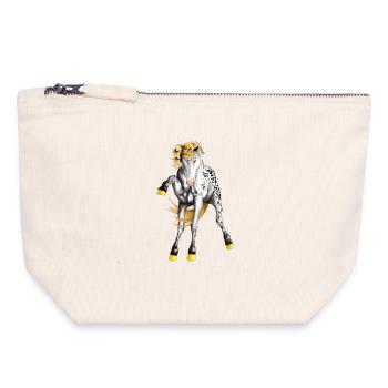 Appaloosa aux sabots dorés - Pochette zippée en toile 18 x 19 cm - blanc naturel - Devant