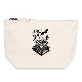 Magisches Buch Design - Bookish Fantasy Drache Fee - Canvas Reißverschluss-Täschchen (18 x 19 cm) - Naturweiß - Vorne