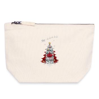 Arbre de Noël avec drapeau du Canada - Pochette zippée en toile 18 x 19 cm - blanc naturel - Devant