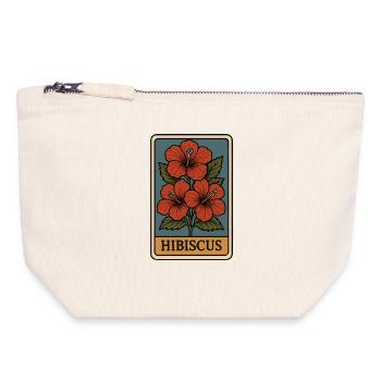 Hibiskusblüte Vintage Kartenkunst - Canvas Reißverschluss-Täschchen (18 x 19 cm) - Naturweiß - Vorne