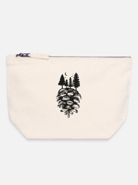 Tannenzapfen Nature Forest - Canvas Reißverschluss-Täschchen (18 x 19 cm) - Naturweiß