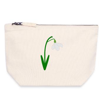 Perce-neige Mois de naissance de janvier Fleur Anniversaire - Pochette zippée en toile 18 x 19 cm - blanc naturel - Devant