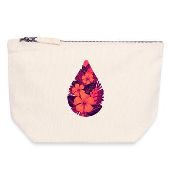 Feuilles de feu de la flore - Pochette zippée en toile 18 x 19 cm - blanc naturel - Devant