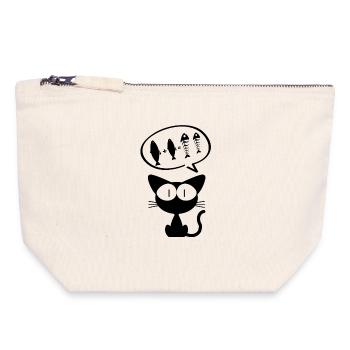 cat, comedy cat, cat owner - Canvas Zip Pouch 18 x 19 cm - nature - Front