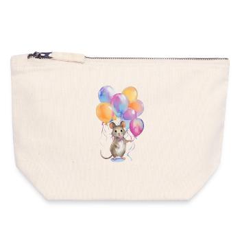 Mouse with balloons - Canvas Zip Pouch 18 x 19 cm - nature - Front