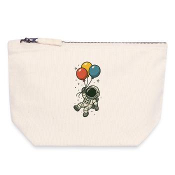 Astronaut with balloons - Canvas Zip Pouch 18 x 19 cm - nature - Front