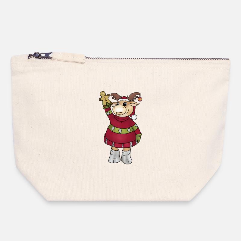 Elch_mit_Lebkuchen - Pochette zippée en toile 18 x 19 cm - blanc naturel