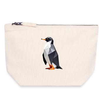 Polygon Penguin: Geometric Elegance - Canvas Zip Pouch 18 x 19 cm - nature - Front