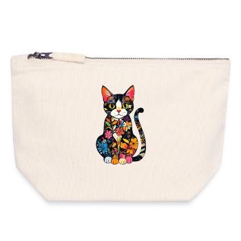 Blütenkatze Farbexplosion - Canvas Reißverschluss-Täschchen (18 x 19 cm) - Naturweiß - Vorne