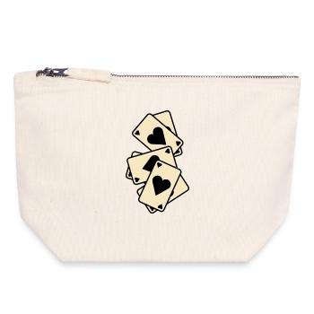 Mélange de cartes As de Coeur - Pochette zippée en toile 18 x 19 cm - blanc naturel - Devant