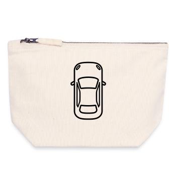 Voiture - Pochette zippée en toile 18 x 19 cm - blanc naturel - Devant