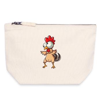 Cute cartoon chicken clumsy hen with big - Canvas Zip Pouch 18 x 19 cm - nature - Front