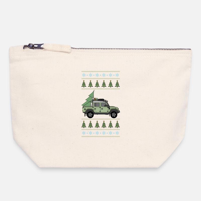 Defender Offroad Pickup - Christmas Tree - Canvas Zip Pouch 18 x 19 cm - nature