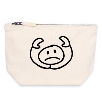 resigned stick man head - Canvas Zip Pouch 18 x 19 cm - nature - Front