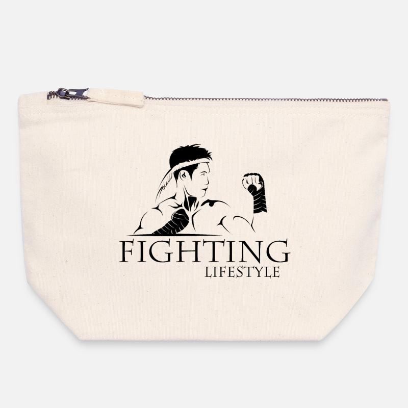 Bekæmpelse af Muay Thai MMA livsstil boksning kampsport - Kanvas taske med lynlås 18 x 19 cm - råhvid
