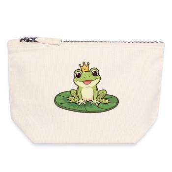 Froschkönig auf Seerose - Canvas Reißverschluss-Täschchen (18 x 19 cm) - Naturweiß - Vorne