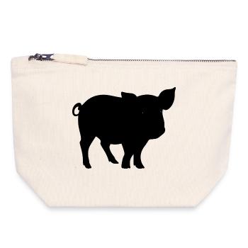 Cute Pig Silhouette - Canvas Zip Pouch 18 x 19 cm - nature - Front
