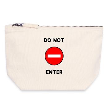 PANNEAU. NE PAS ENTRER. DANGER. HUMOUR. DRÔLE - Pochette zippée en toile 18 x 19 cm - blanc naturel - Devant