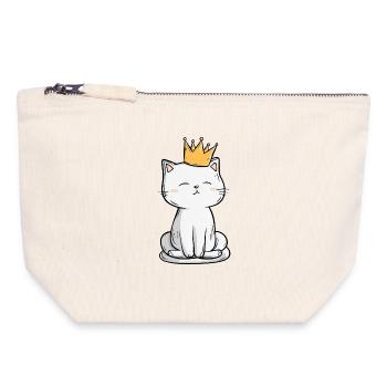 Roi des chats - Pochette zippée en toile 18 x 19 cm - blanc naturel - Devant