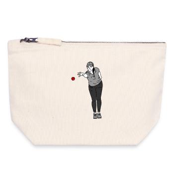 Joueur de pétanque - Pochette zippée en toile 18 x 19 cm - blanc naturel - Devant