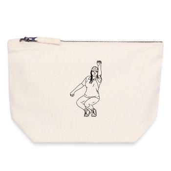 Joueur de pétanque Gaucher - Pochette zippée en toile 18 x 19 cm - blanc naturel - Devant