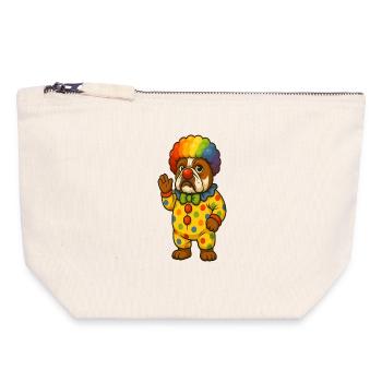 Clown-Bulldogge im farbenfrohen Kostümdesign - Canvas Reißverschluss-Täschchen (18 x 19 cm) - Naturweiß - Vorne
