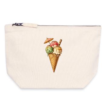 Bunte Eiscreme mit Streuseln – Sommer Genuss - Canvas Zip Pouch 18 x 19 cm - nature - Front