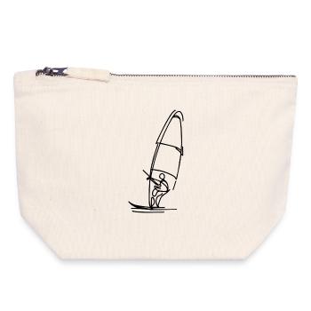 Windsurfer Drawing - Canvas Zip Pouch 18 x 19 cm - nature - Front
