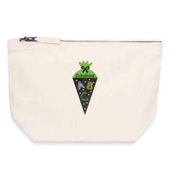 School Child 2026 - School Cone in Blackboard Look - green - Canvas Zip Pouch 18 x 19 cm - nature - Front