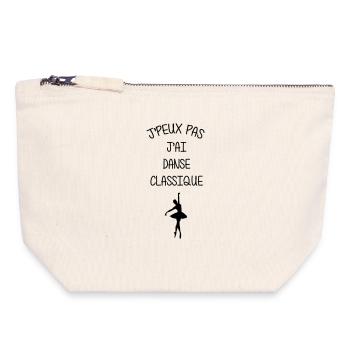 J’peux pas, j’ai danse classique - Pochette zippée en toile 18 x 19 cm - blanc naturel - Devant