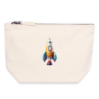Bunte, süsse Rakete Richard - Druck Design - Canvas Reißverschluss-Täschchen (18 x 19 cm) - Naturweiß - Vorne
