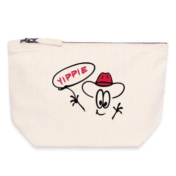 Cowboy mit Lasso - Canvas Reißverschluss-Täschchen (18 x 19 cm) - Naturweiß - Vorne
