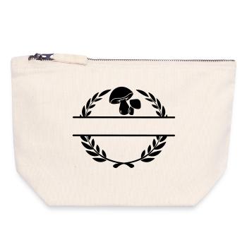 Logo de la champignonnière - Pochette zippée en toile 18 x 19 cm - blanc naturel - Devant