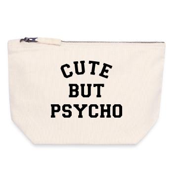 Mignon mais psychopathe. Sympa mais psychopathe. Humour* - Pochette zippée en toile 18 x 19 cm - blanc naturel - Devant