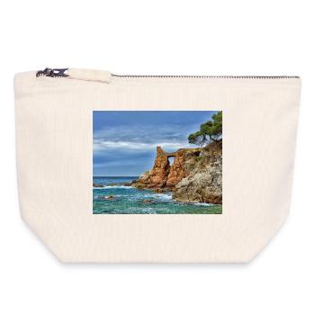 Arche marine près de la falaise - Pochette zippée en toile 18 x 19 cm - blanc naturel - Devant