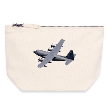 C-130 Grey Silhouette - Canvas Zip Pouch 18 x 19 cm - nature - Front