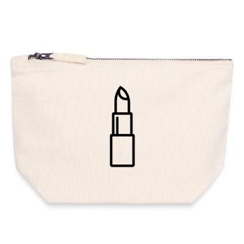 rouge à lèvres - Pochette zippée en toile 18 x 19 cm - blanc naturel - Devant